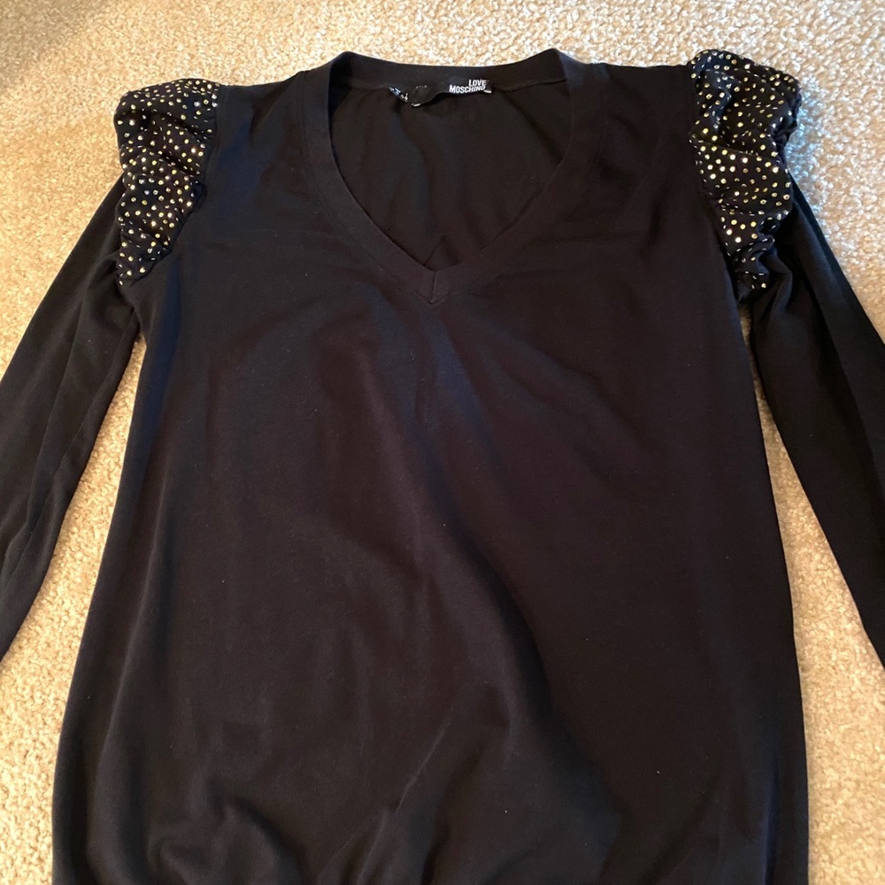Love Moschino V neck puffy sleeve top - Picture 3 of 3
